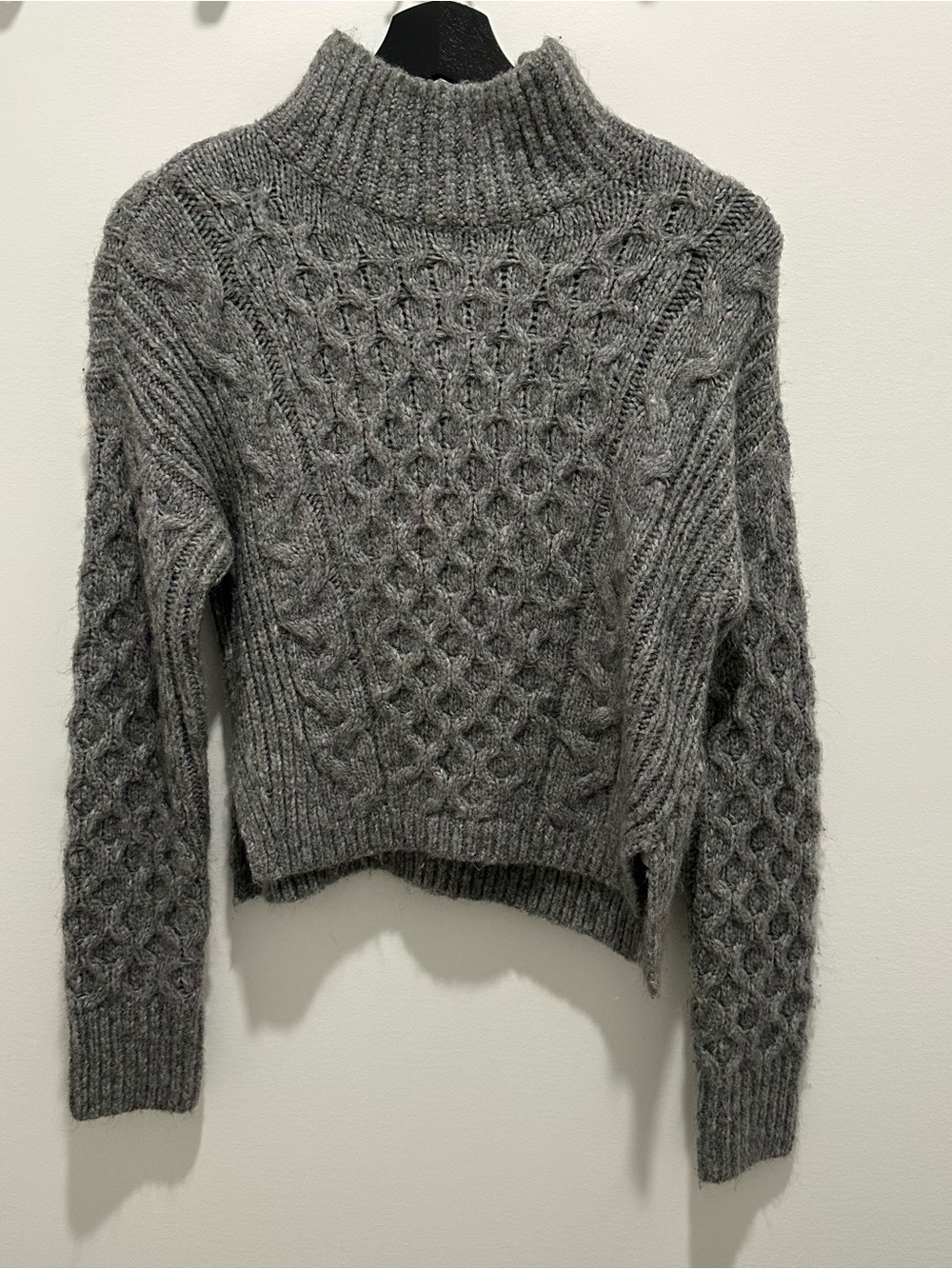 Abercrombie & Fitch Gray Cable Knit Turtleneck Sweater